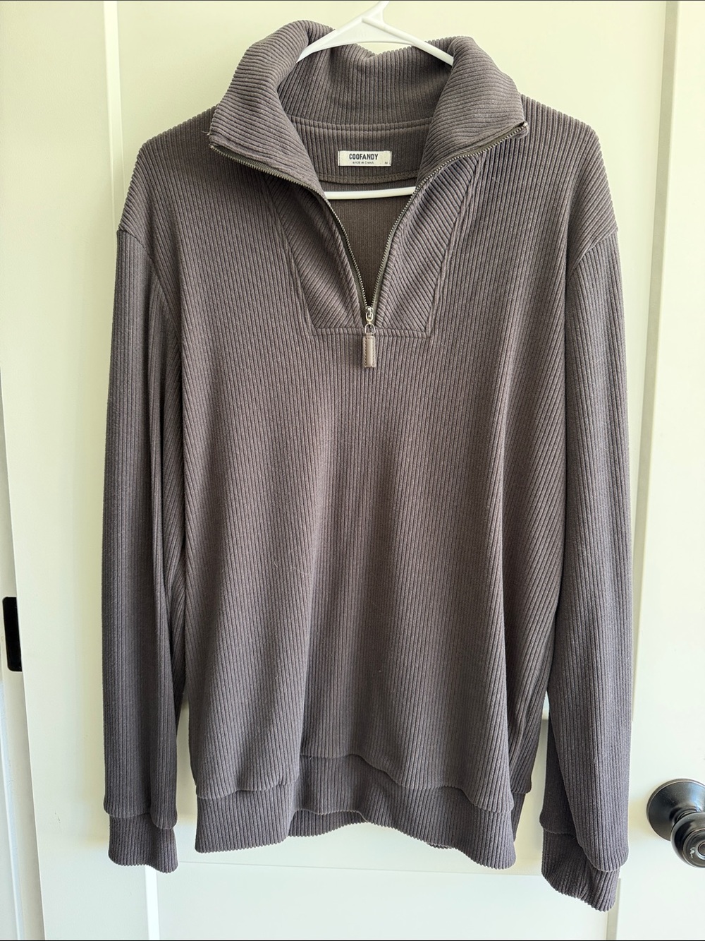 Godfancy Men's Ribbed Half-Zip Sweater in Taupe